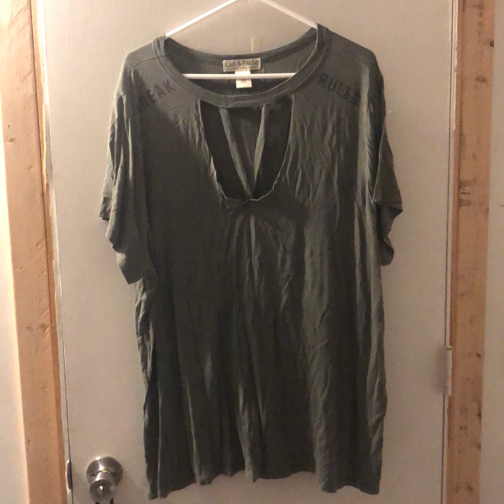 Olive graphic cut out T-shirt